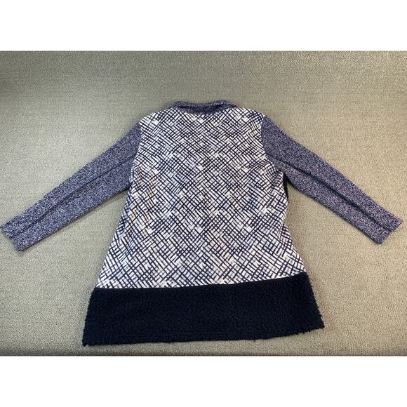 Multiples Cardigan Sweater Patchwork Knit Quirky Blue Red Size XL - Picture 2 of 8